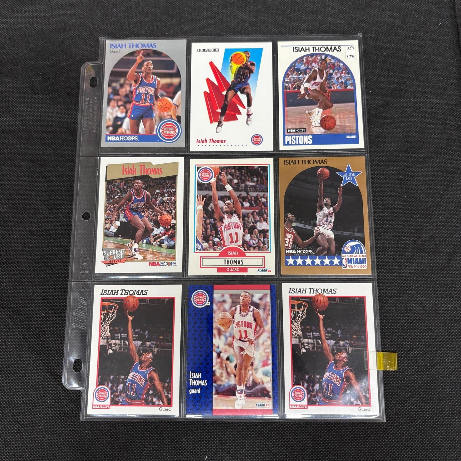 SHEET OF 9 HOF ISIAH THOMAS CARDS: We offer in person or virtual previews of auction lots up until the day before the auction. All items are sold as is. Please look at pictures carefully to determine what you believe are the condition 