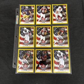 SHEET OF 9 GOLD ROOKIE FOOTBALL CARDS