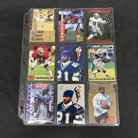 SHEET OF 9 HOF DEION SANDERS CARDS