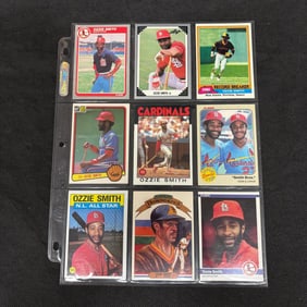 SHEET OF 9 HOF OZZIE SMITH CARDS