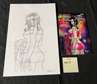 Bill McKay Original Cover Art Zombie Tramp #35 w/ Signed #35 Issue + Back Sketch