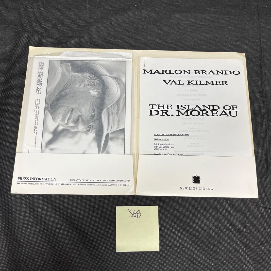 Island of Dr. Moreau Press Kit w/Film Cells: We ship in-house! We ship internationally. We also offer pick up and we offer a discount for cash payments. Please look at pictures carefully to determine what you believe are the condition of each lo