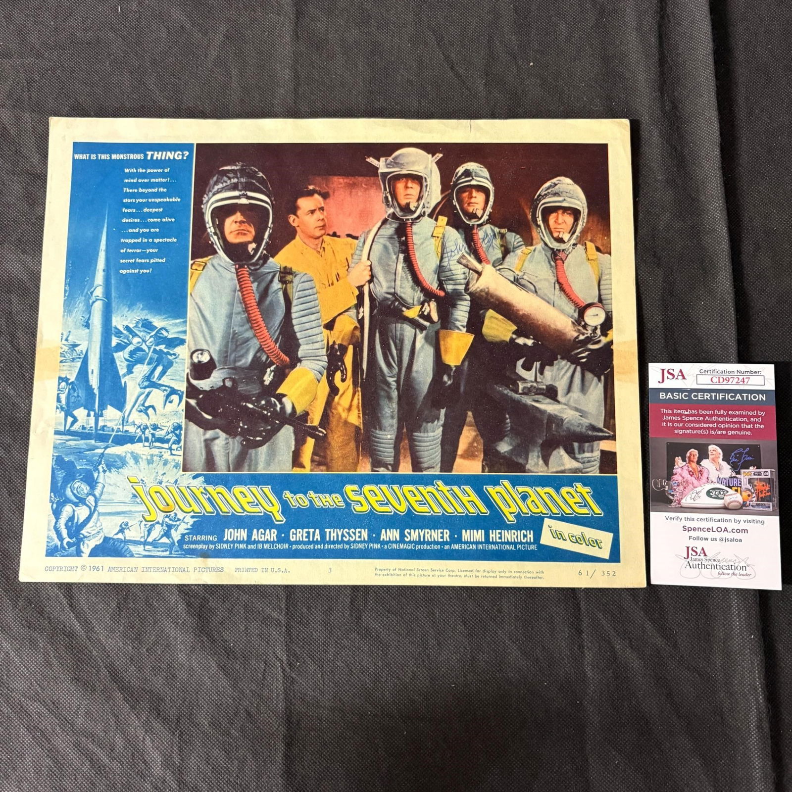 John Agar Signed Original Movie Lobby Card JSA COA (1 of 3)