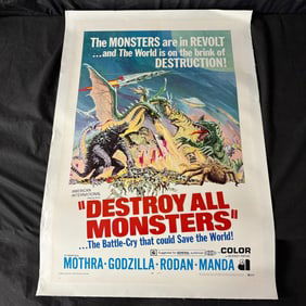 Destroy All Monsters One Sheet Linen Backed