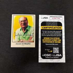 Julius Schwarz Signed Card, JSA COA