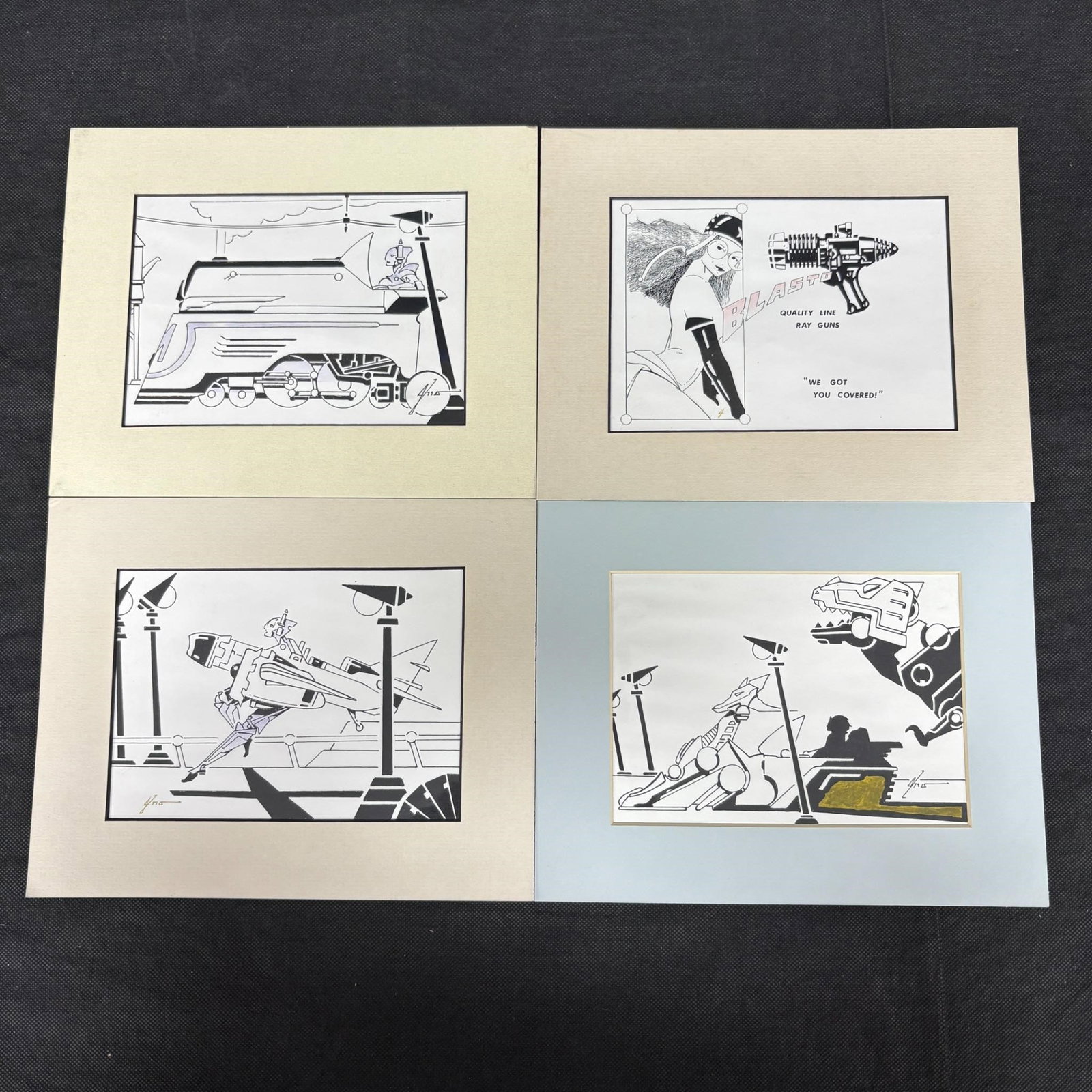 Framed Sci-Fi Sketches, Signed by Artist: We ship in-house! We ship internationally. We also offer pick up and we offer a discount for cash payments. Please look at pictures carefully to determine what you believe are the condition of each lo