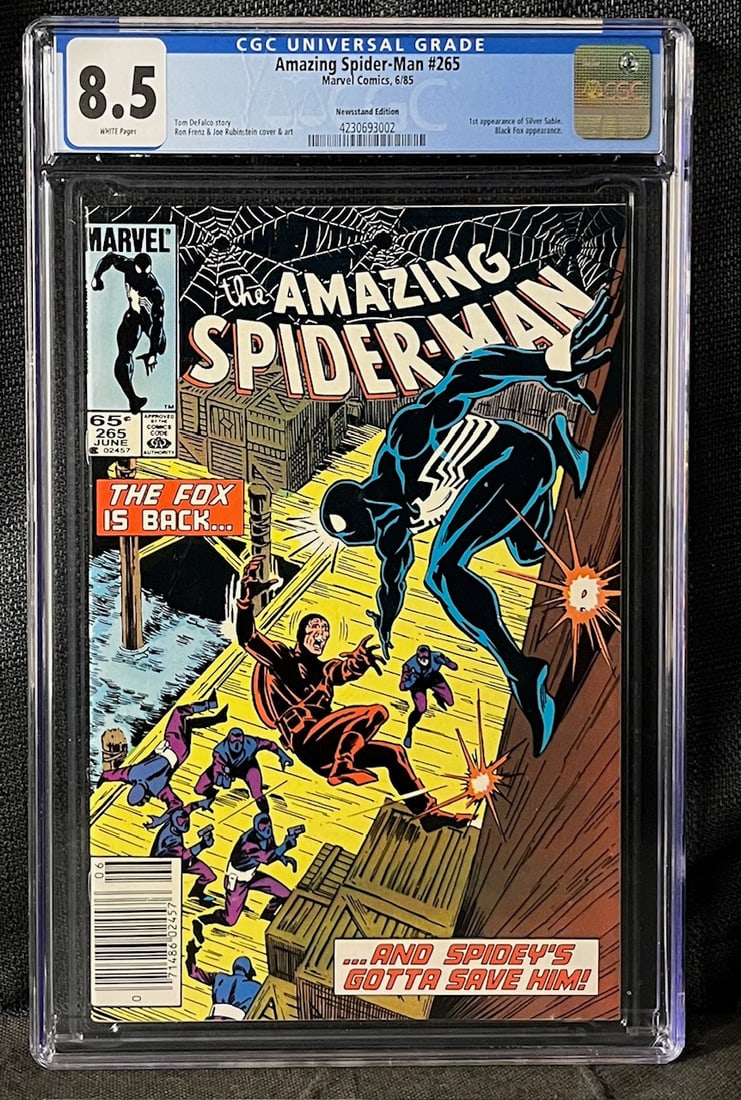 Amazing Spider-man 265 1st app Silver Sable Newsstand Edition Comic Book CGC 8.5 (1 of 1)