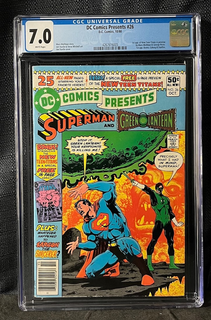 DC Comics Presents 26 1st App Bew Teen Titans, Raven, Cyborg, Starfire CGC 7.0 Newsstand Ed. (1 of 1)
