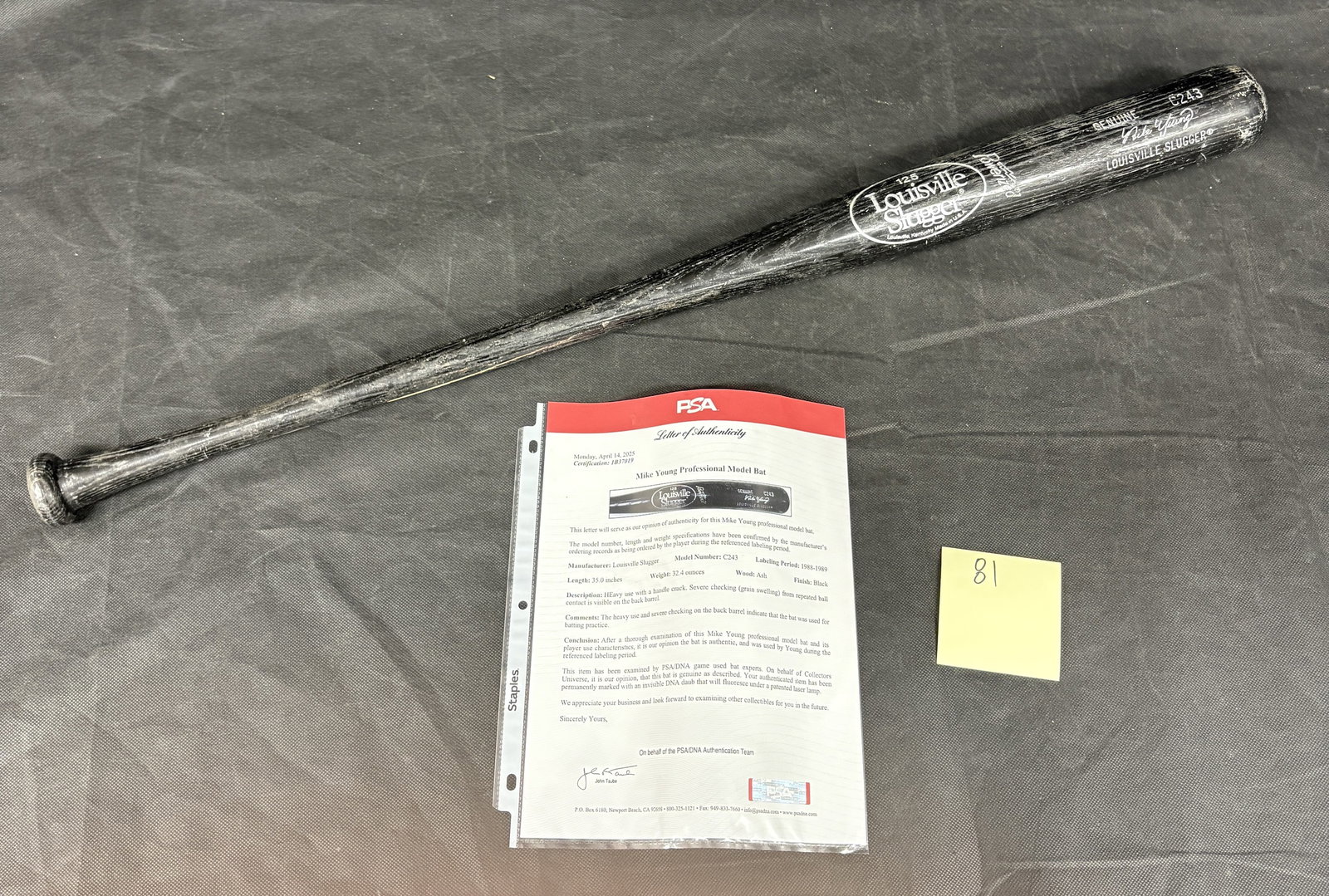 Mike Young MLB Game Used Baseball Bat PSA/DNA COA (1 of 4)