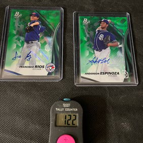 2017 Bowman Platinum Baseball Signed RC Anderson Espinoza & Francisco Rios #'/75