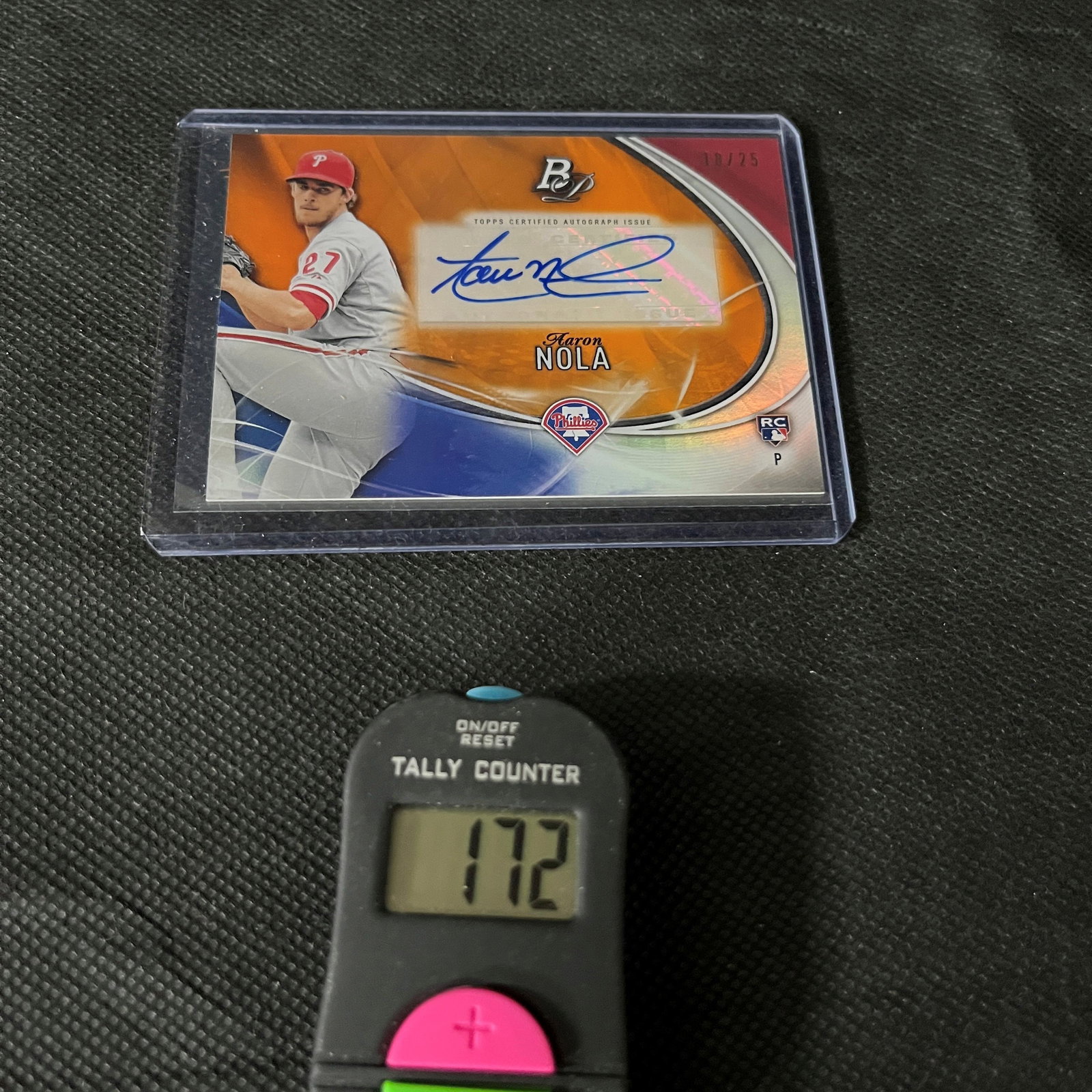 Aaron Nola 2016 bowman Platinum Signed RC #18/25: We ship in-house! We ship internationally. We also offer pick up and we offer a discount for cash payments. Please look at pictures carefully to determine what you believe are the condition of each lo