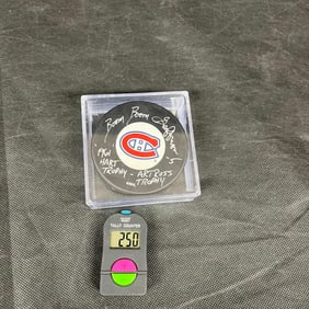 Joseph Boom Boom Geoffrion Signed Canadians Hockey Puck No COA