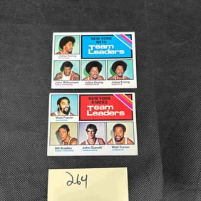 Walt Frazier, Julius Erving 1970 Topps Team Leader Basketball Cards