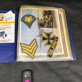 Binder of Military Ephmera w/ Patches & Orignal Photos