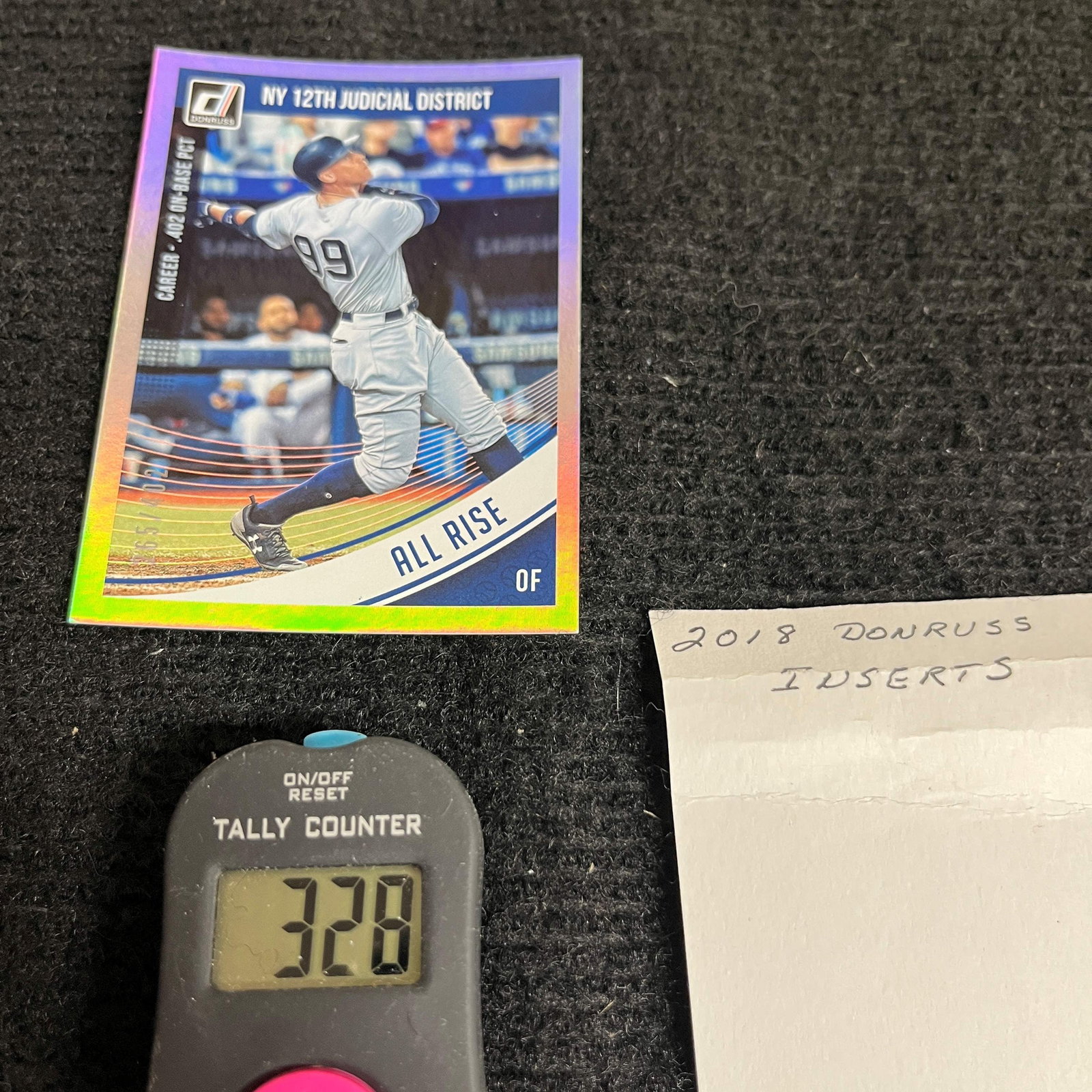 Aaron Judge 2018 Donruss Baseball Parallel Card #265/402 (1 of 2)