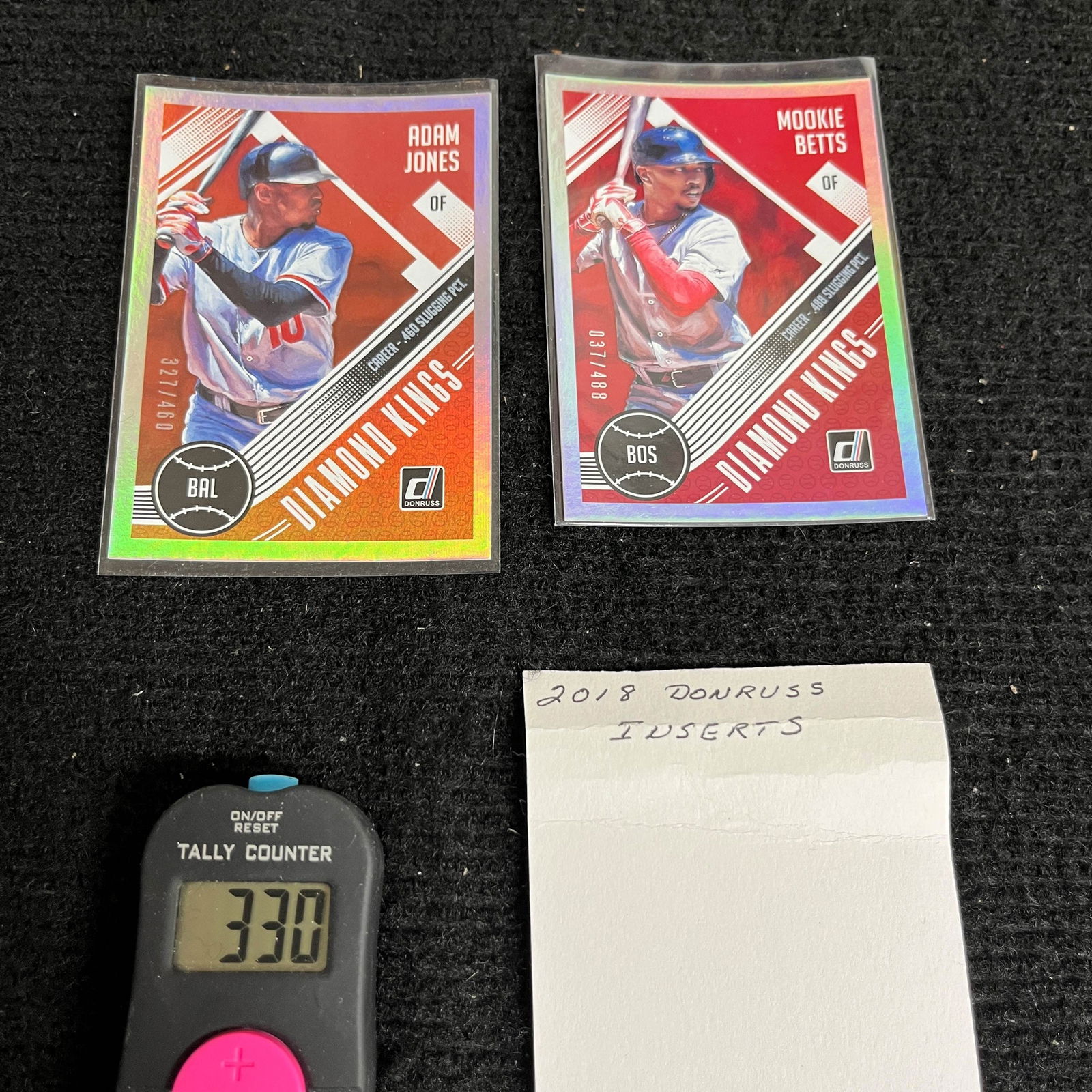 2018 Donruss Baseball Cards Aaron Jones & mookie Betts #'d/488 & 460 (1 of 2)