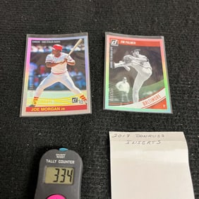 Jim Palmer & Joe Morgan 2018 Donruss Baseball Parallel Card #'d/ 209 & 500