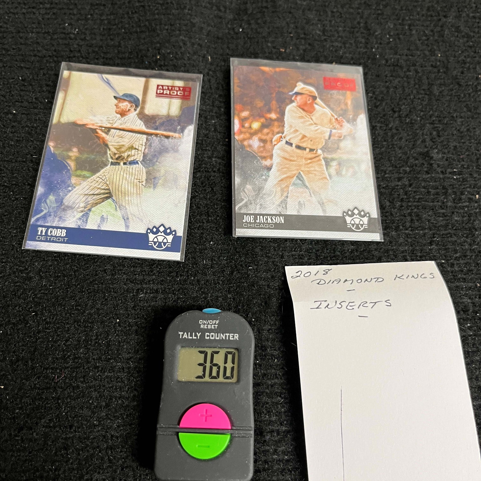 Ty Cobb, Joe Jackson 2018 Donruss Diamond Kings Baseball Artists Proof Red Cards (1 of 1)