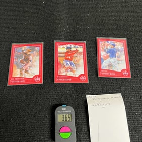 Bryce Harper, Anthony Rizzo, Buster Posey, 2018 Donruss Diamond Kings Baseball Parallels
