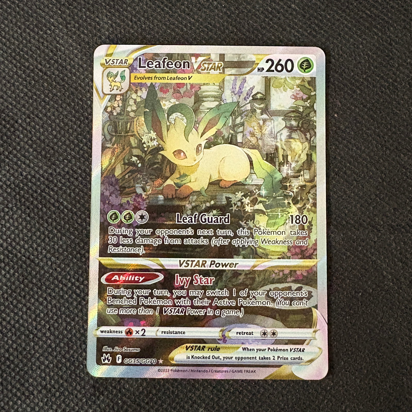 Leafeon VSTAR Galarian Gallery Crown Zenith: Leafeon VSTAR #GG35 Galarian Gallery Crown Zenith Pokemon Card. We ship in-house! We ship internationally. We also offer pick up and we offer a discount for cash payments. Please look at pictures care