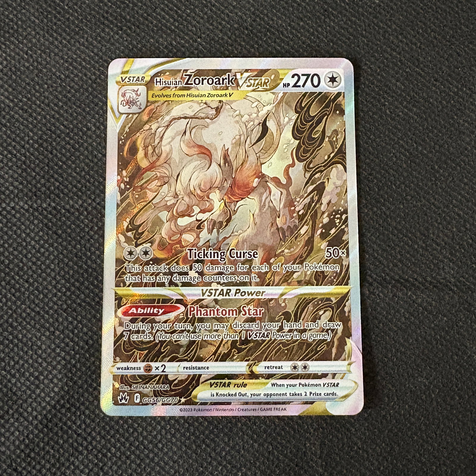 Zoroark VSTAR Galarian Gallery Crown Zenith: Hisuian Zoroark VSTAR #GG56 Galarian Gallery Crown Zenith Pokemon Card. We ship in-house! We ship internationally. We also offer pick up and we offer a discount for cash payments. Please look at pictu