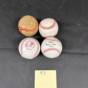 Dave Righetti, Mickey Rivers + Yankee Signed BBs