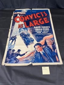 Convicts at Large Rare 1938 One-Sheet Movie Poster