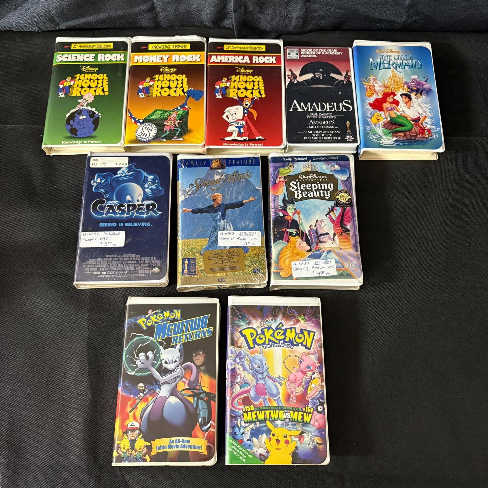 Sealed and Opened VHS, Pokemon Movies: Includes Pokemon Mewtwo Returns, and Pokemon The First Movie, Amadeus and Disney Movies. .We ship in-house! We ship internationally. We also offer pick up and we offer a discount for cash payments. Pl