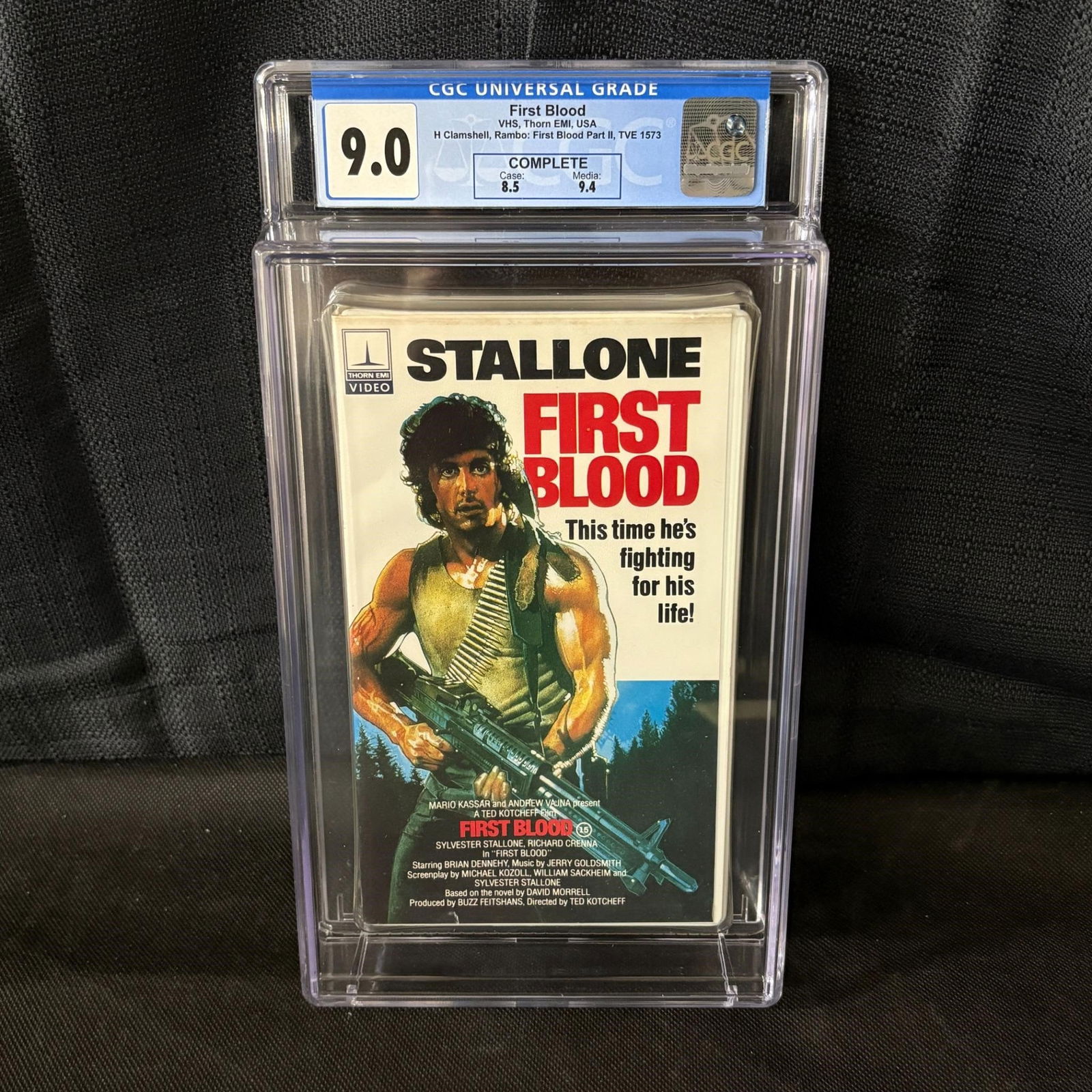 CGC 9.0 First Blood VHS, Rambo: CGC 9.0 First Blood VHS Sylvester Stallone as Rambo. We ship in-house! We ship internationally. We also offer pick up and we offer a discount for cash payments. Please look at pictures carefully to de