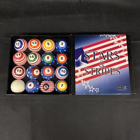 Stars And Stripes NIB Pool Ball Set