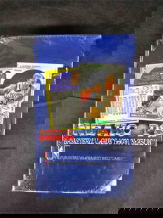 1990-91 NBA Hoops Wax Box Sealed Jordan: Factory sealed 1990-91 NBA Hoops basketball wax box with 36 packs. Michael Jordan featured in the set along with other legends from the era. A pristine unopened collectible for basketball card enthusi