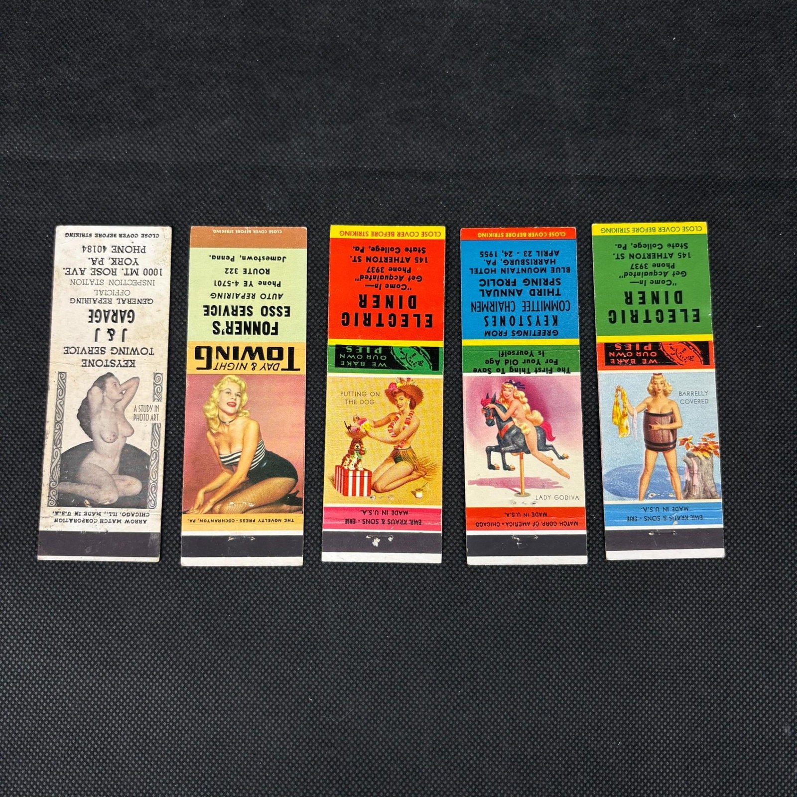1960s MatchBook Cover All Pen State York Jamestown: 1960s Match Book Cover All Pennsylvania State College York Jamestown We ship in-house! We ship internationally. We also offer pick up and we offer a discount for cash payments. Please look at pictures