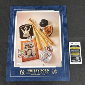Whitey Ford Signed Photo, HOF, JSA COA