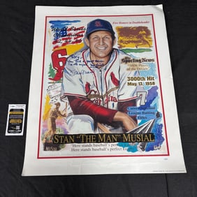 Stan Musial Signed Poster, JSA COA