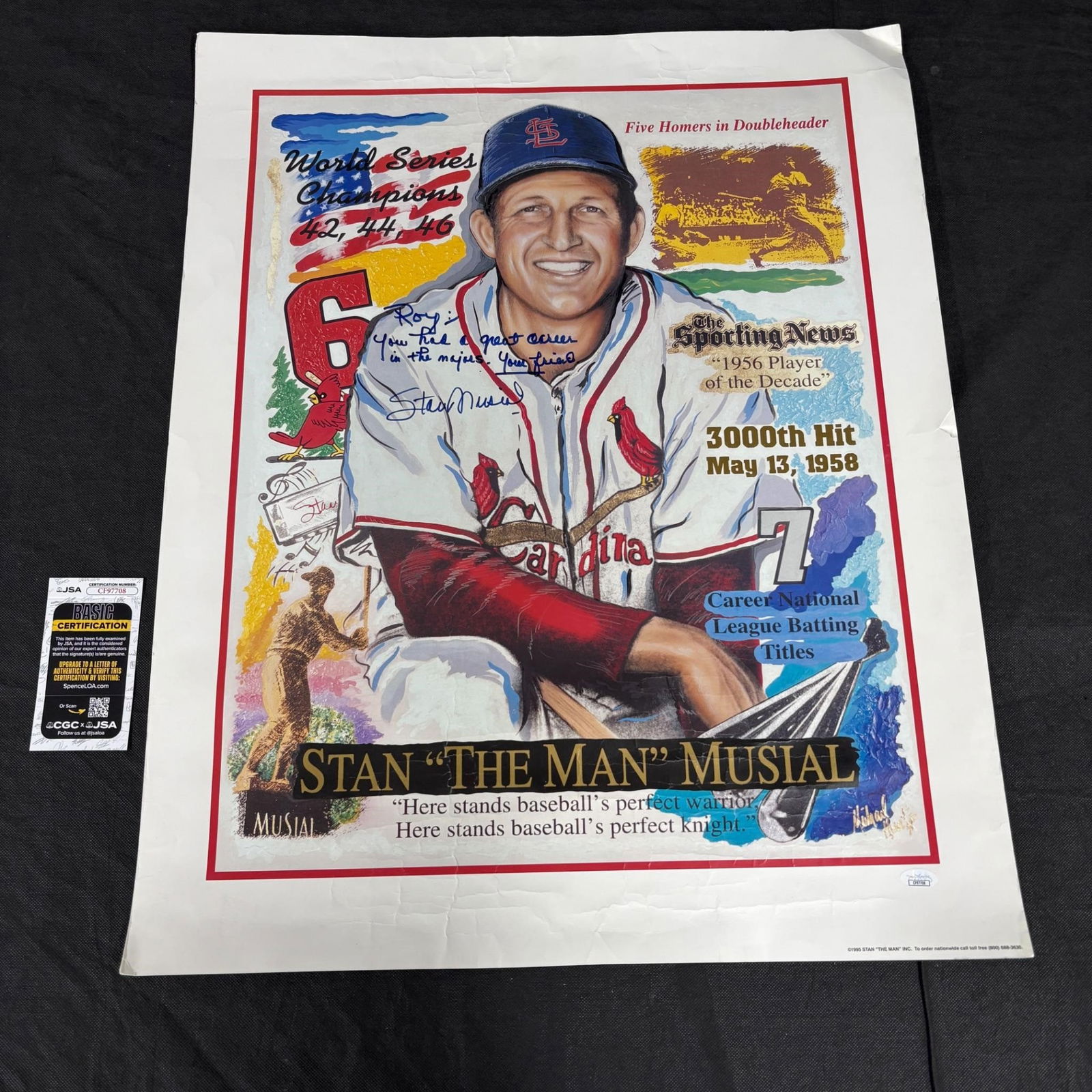 Stan Musial Signed Poster, JSA COA (1 of 4)