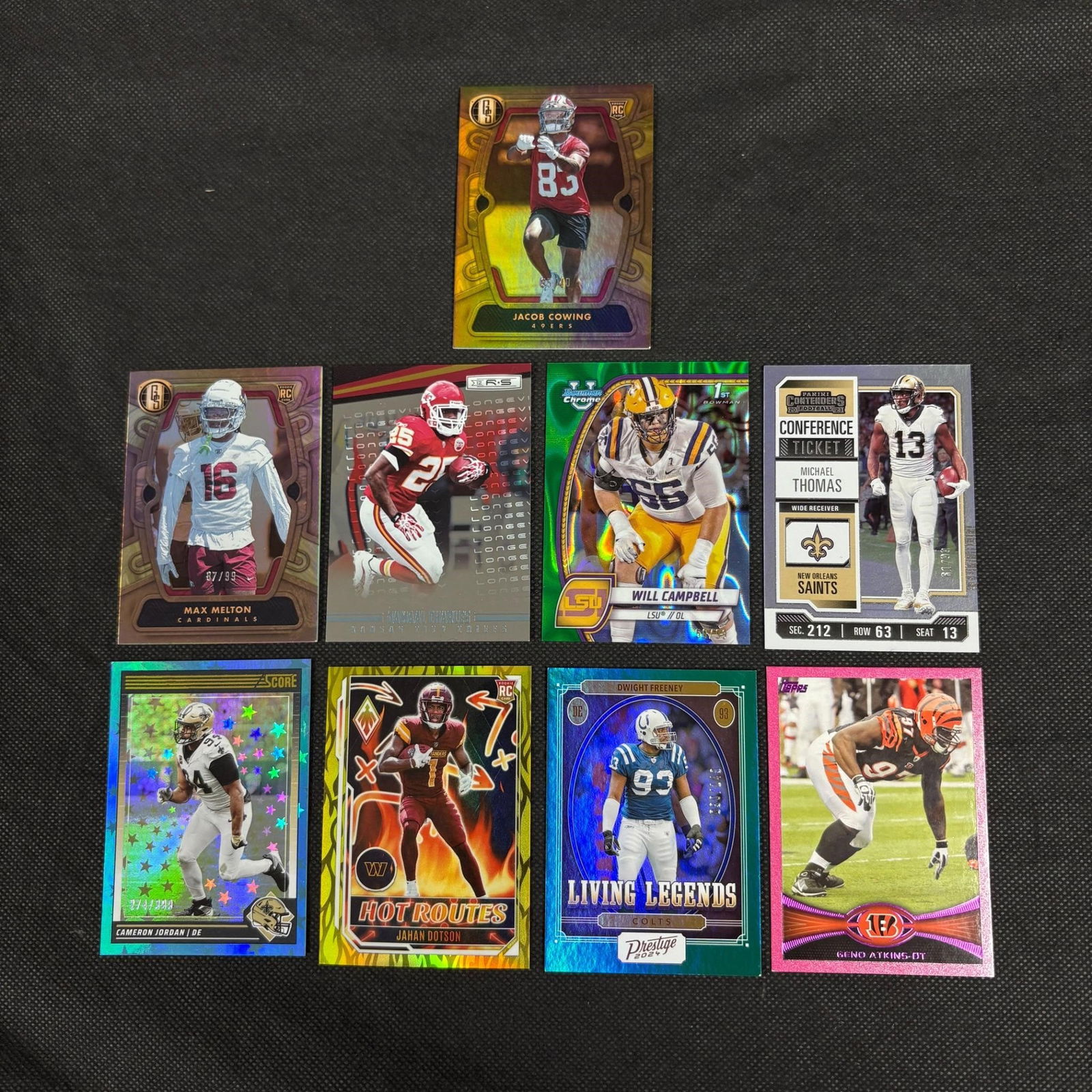 Numbered Football Card lot, Rookies + (1 of 7)