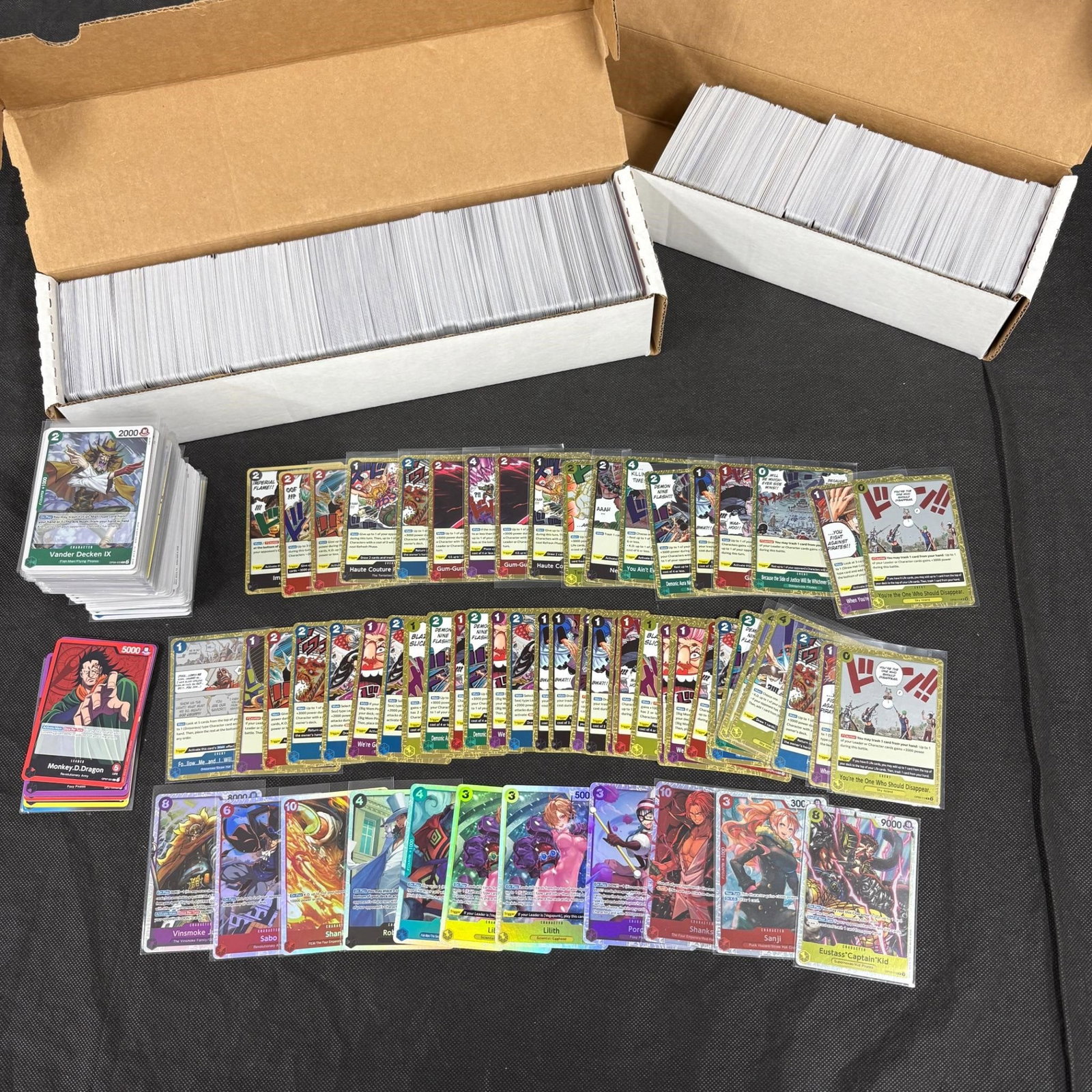 1000+ One Piece Cards, Rares +: 1000+ One Piece Trading Cards. Includes foils, and bulk. We ship in-house! We ship internationally. We also offer pick up and we offer a discount for cash payments. Please look at pictures carefully t