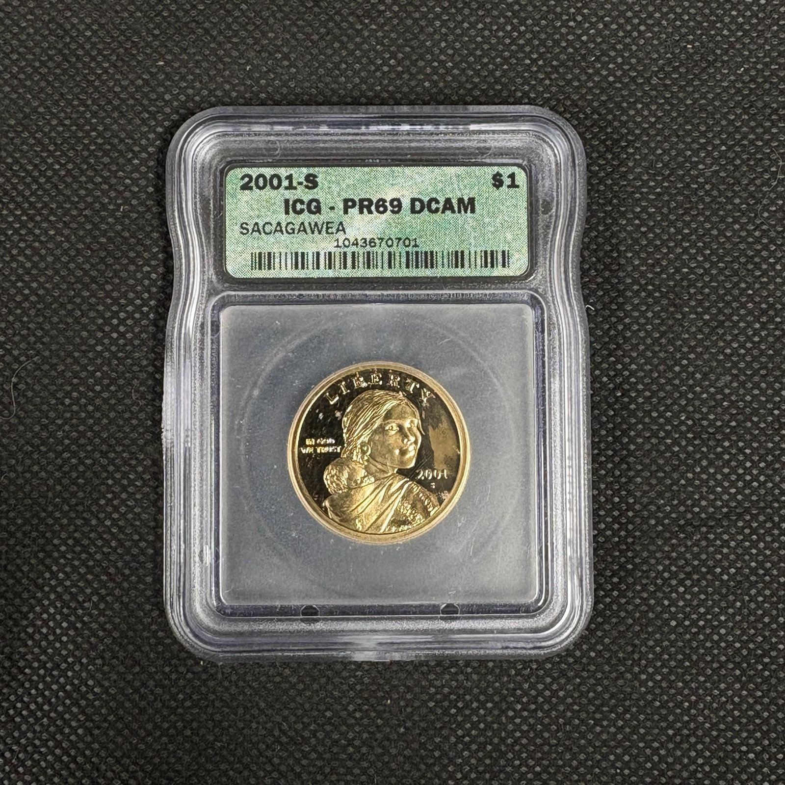 ICG PR69 DCAM Sacagawea S $1 Coin: ICG PR69 DCAM Graded 2001 S Sacagawea $1 Coin. We ship in-house! We ship internationally. We also offer pick up and we offer a discount for cash payments. Please look at pictures carefully to determin
