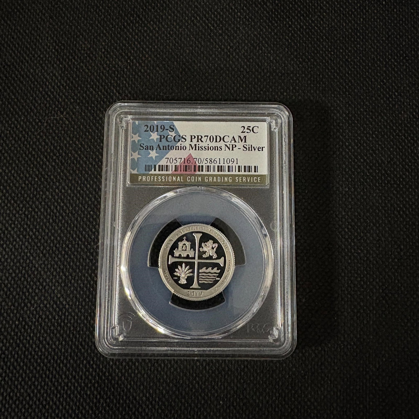 PCGS PR70DCAM San Antonio Missions NP Silver: PCGS PR70DCAM San Antonio Missions NP Silver 2019-S Quarter. We ship in-house! We ship internationally. We also offer pick up and we offer a discount for cash payments. Please look at pictures careful