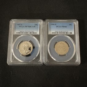 PCGS PR70DCAM 1997-S Quarter, MS66 1996-P