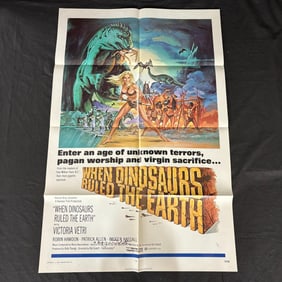 Signed 1971 When Dinosaurs Ruled the Earth 1 Sheet