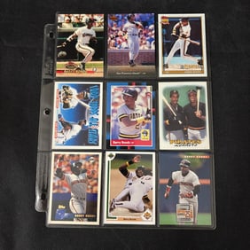 SHEET OF 9 BARRY BONDS CARDS