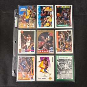 SHEET OF 9 HOF MAGIC JOHNSON CARDS