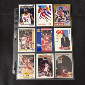 SHEET OF 9 HOF AKEEM OLAJUWON CARDS