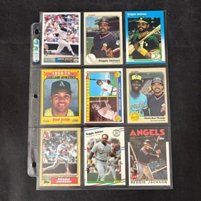 SHEET OF 9 HOF REGGIE JACKSON CARDS