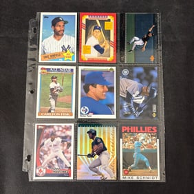 SHEET OF 9 HOF STAR BASEBALL CARDS
