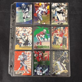SHEET OF 9 HOF DEION SANDERS CARDS