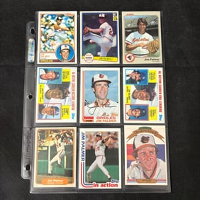SHEET OF 9 HOF JIM PALMER CARDS