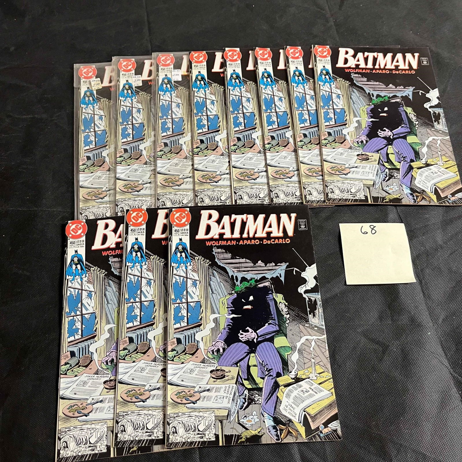 Batman 450 Joker Cover Reseller's Lot: We ship in-house! We ship internationally. We also offer pick up and we offer a discount for cash payments. Please look at pictures carefully to determine what you believe are the condition of each lo