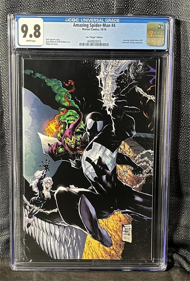 Amazing Spider-man 4 Tan Virgin Ed. CGC 9.8: We ship in-house! We ship internationally. We also offer pick up and we offer a discount for cash payments. Please look at pictures carefully to determine what you believe are the condition of each lo